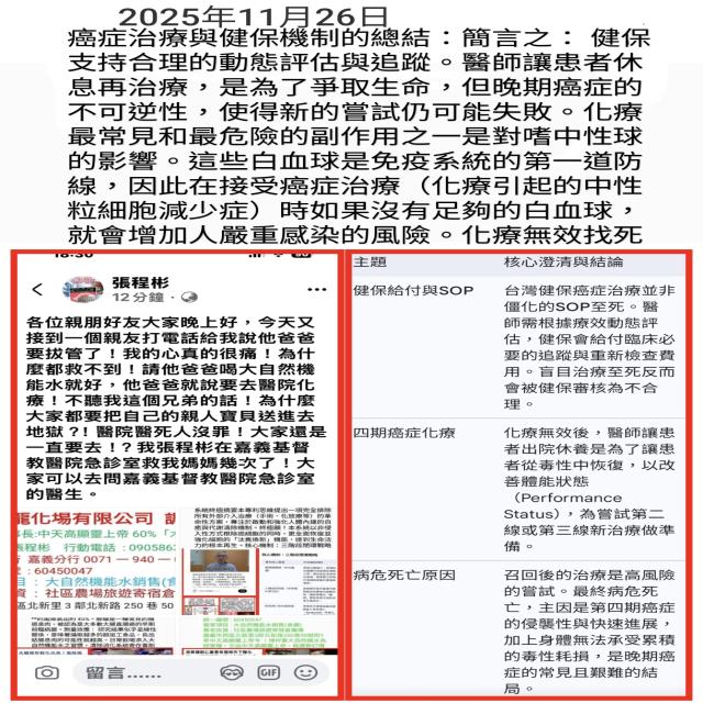 癌症治療與健保機制的總結